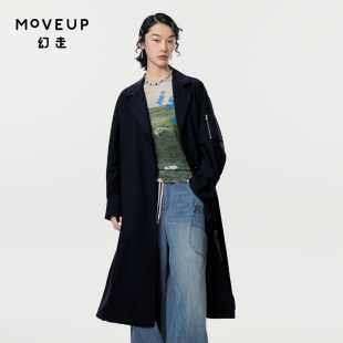 .FUN系列翻领插袋纽扣设计师长款 外套女 新款 MOVEUP幻走2024春季