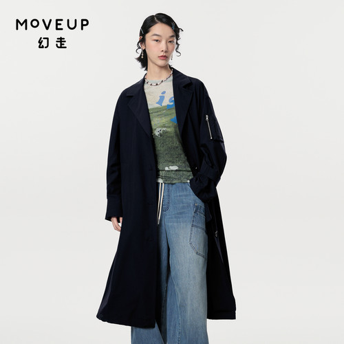 幻走长款设计师Moveup翻领