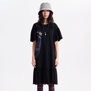 包包印花针织连衣裙 .FUN系列圆领泡泡袖 MOVEUP幻走2026春季 新款