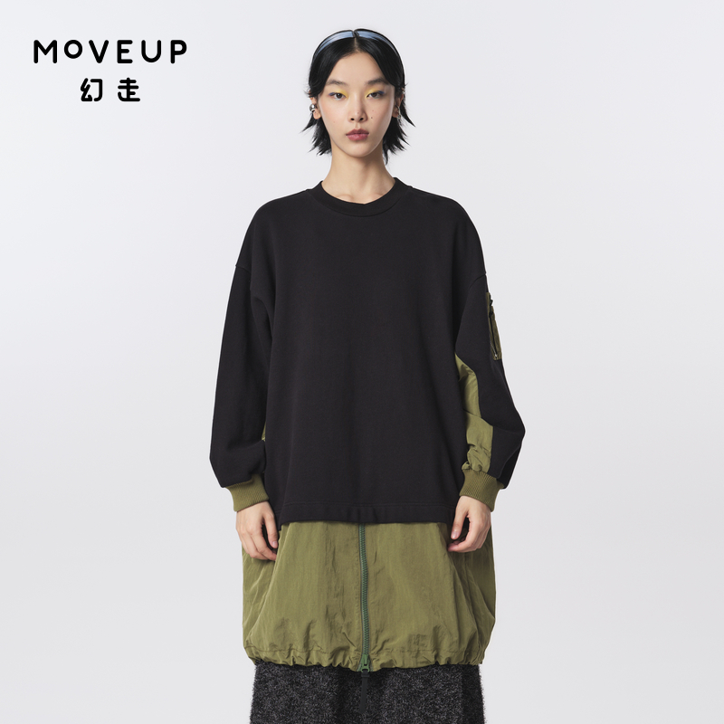 商场卫衣Moveup撞布拼接小众