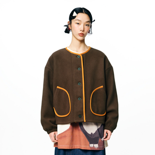 外套女 .FUN系列四合扣主题绣花橡筋绳短款 MOVEUP幻走2025秋季 新款