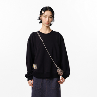 卫衣女 .FUN系列圆领假两件小落肩章仔短款 MOVEUP幻走2025秋季 新款