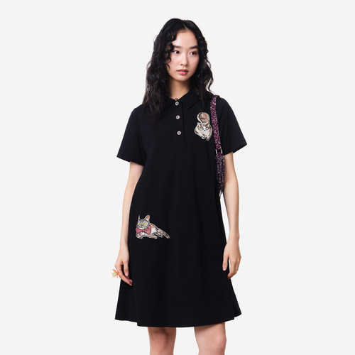 polo领、绣花章仔、小A裙摆