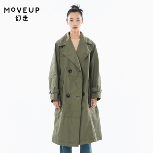 翻领腰带设计师中长款 新款 MOVEUP幻走2022秋季 风衣女 商场同款