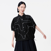 衬衫 MOVEUP幻走2025夏季 线条绣花短款 yangyang系列坎肩平袖 女 新品