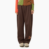 MOVEUP幻走2024冬季 女加绒 新款 .FUN系列松紧腰猫咪绣花休闲直筒裤