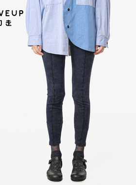 MOVEUP幻走2024秋季新款.FUN系列松紧腰打密边设计师针织打底裤女