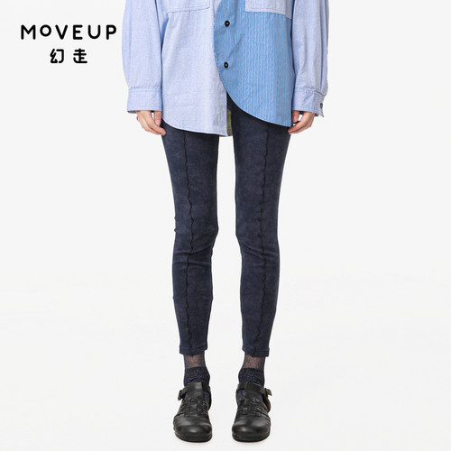 MOVEUP幻走2024秋季新款.FUN系列松紧腰打密边设计师针织打底裤女