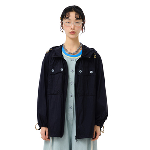 MOVEUP幻走2025夏季 防晒服女 新款 .FUN系列连帽插袋收圆丈根短款