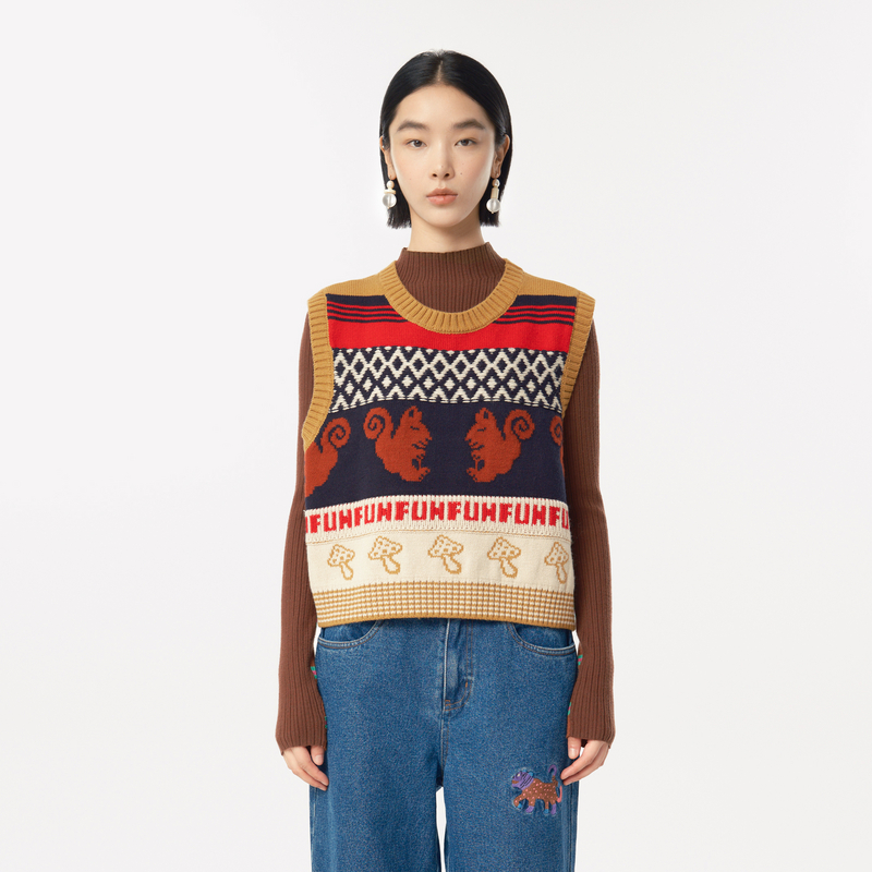 圆领 复古提花 舒适蓬松