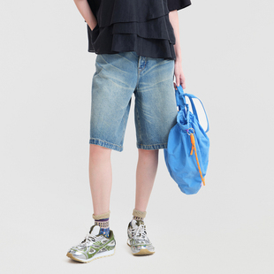 纯棉高腰贴袋扣袢 新款 MOVEUP幻走2026夏季 牛仔短裤 商场同款