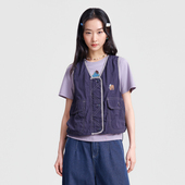 .FUN系列V领绣花贴袋纽扣拉链短款 MOVEUP幻走2026春季 新款 马夹女