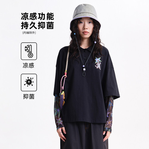 翻领、假两件、绣花