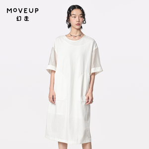 【商场同款】MOVEUP幻走2024夏季新款撞布落肩设计师针织连衣裙