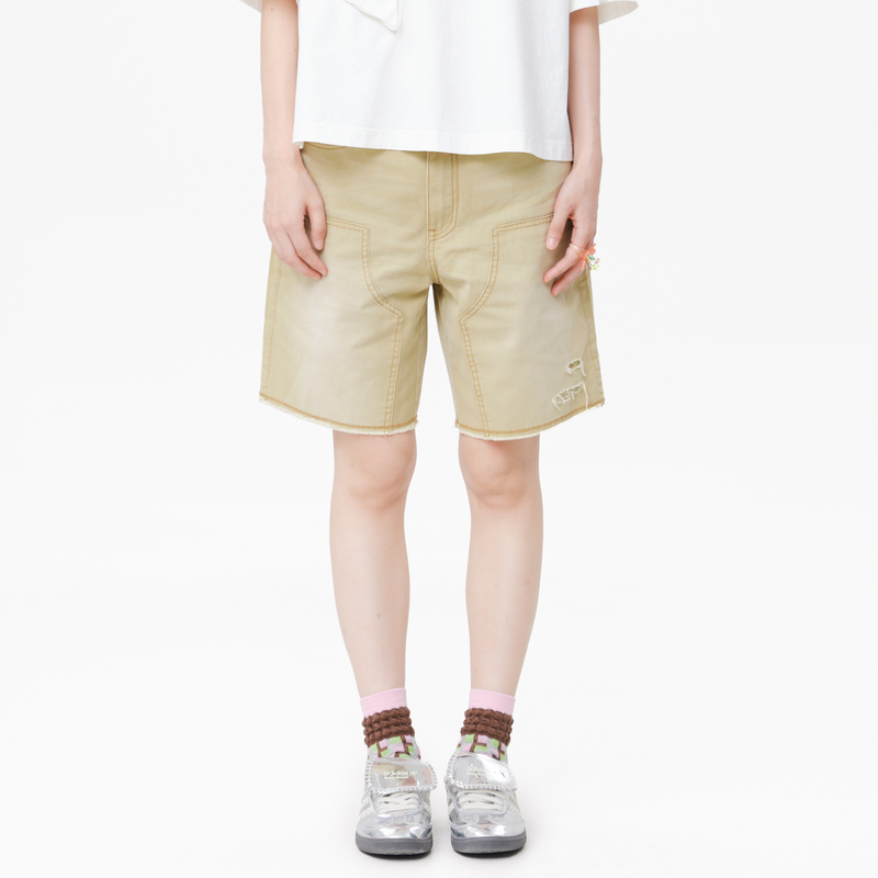 【商场同款】MOVEUP幻走2025夏季新款纯棉多口袋磨破复古休闲短裤