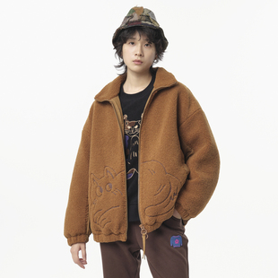 .FUN系列撞布猫咪绣花设计师短款 外套女 新款 MOVEUP幻走2024冬季