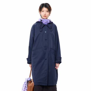 外套女 .FUN系列撞色帽翻领可调节袢扣长款 MOVEUP幻走2025冬季 新款