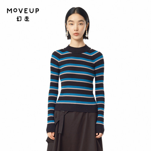 小高领 间色坑条 罗纹