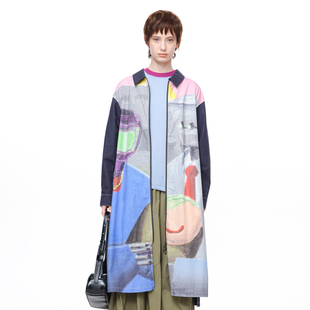 纯棉口袋后开衩长款 新款 MOVEUP幻走2025秋季 外套女 商场同款