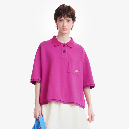 POLO领、绣花、撞布
