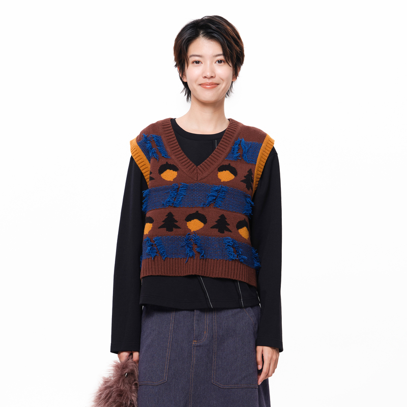 V领、间条纹提花、复古