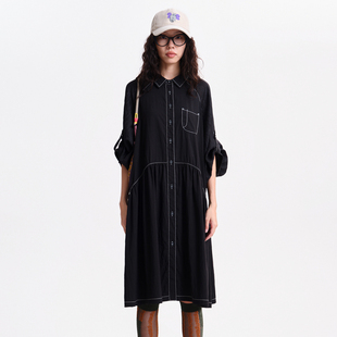 连衣裙 .FUN系列小翻领贴袋可调节袖 莱赛尔MOVEUP幻走2026春季 新款