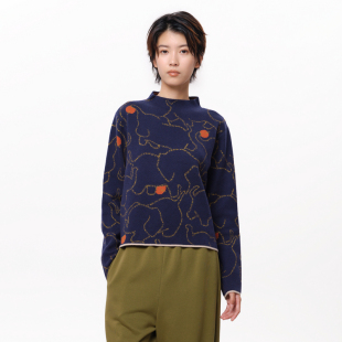 针织衫 .FUN系列小高领线条撞色苹果短款 女 新款 MOVEUP幻走2025秋季