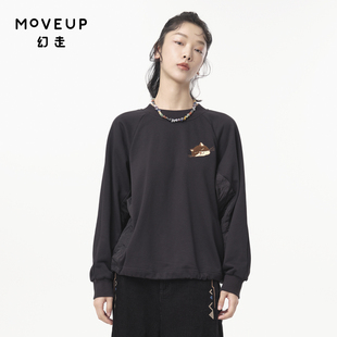 卫衣女 .FUN系列猫咪绣花丈根设计师短款 MOVEUP幻走2024秋季 新款