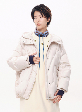 MOVEUP幻走2025冬季新款.FUN系列双重门襟拉链袋鸭绒短款羽绒服女