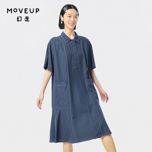 幻走领撞色线荷叶边设计师Moveup