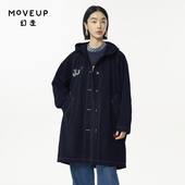 MOVEUP幻走2024冬季 新款 .FUN系列连帽趣味绣花分割设计牛仔外套女