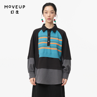套头衫 .FUN系列假两件拼接设计师中长款 女 新款 MOVEUP幻走2024秋季