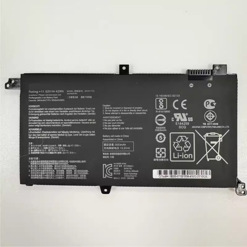 适用ASUS华硕 灵耀S2代VX60G S4300F S4300U B31N1732笔记本电池