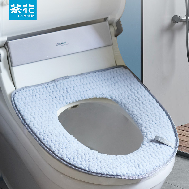 茶花马桶坐垫四季通用冬季垫圈厕所坐便器垫子加厚毛绒加厚马桶圈
