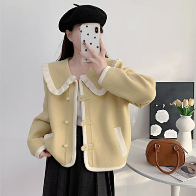 娃娃领宽松显瘦毛呢外套