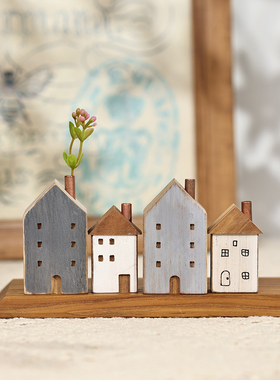 日本进口J FURNITURE天然木小房子摆件木制田园风房屋桌面装饰