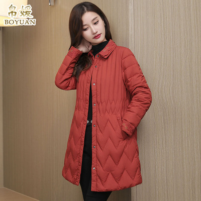 帛媛鹅绒中长款修身羽绒服妈妈装
