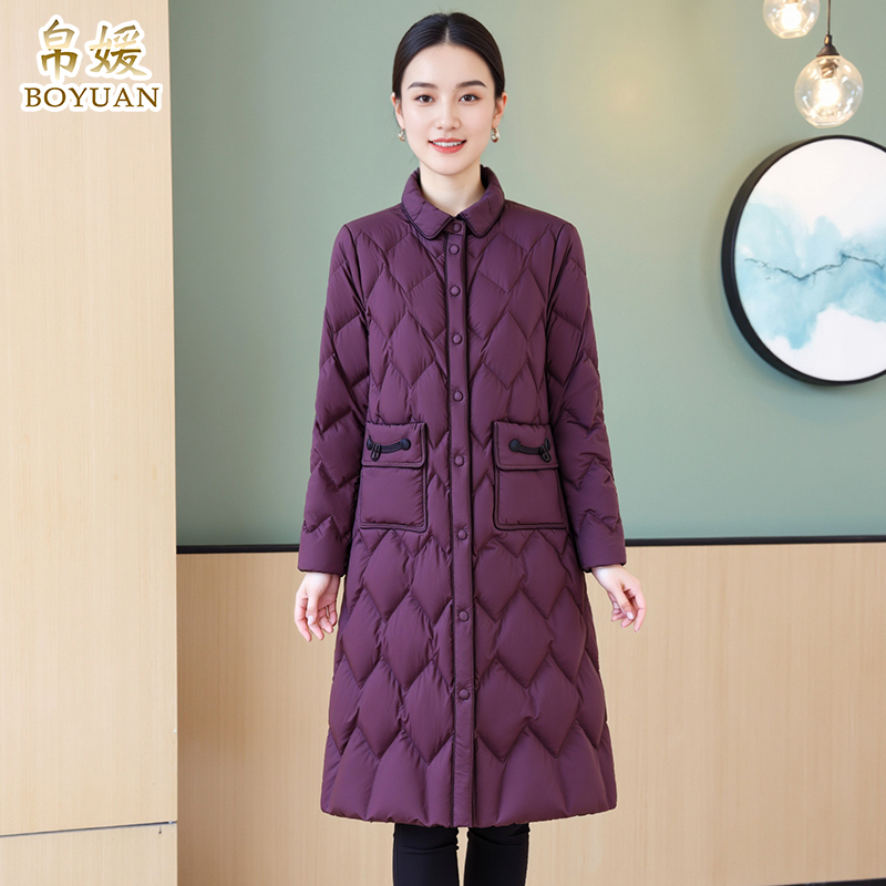 帛媛轻薄羽绒服中长款女鹅绒服