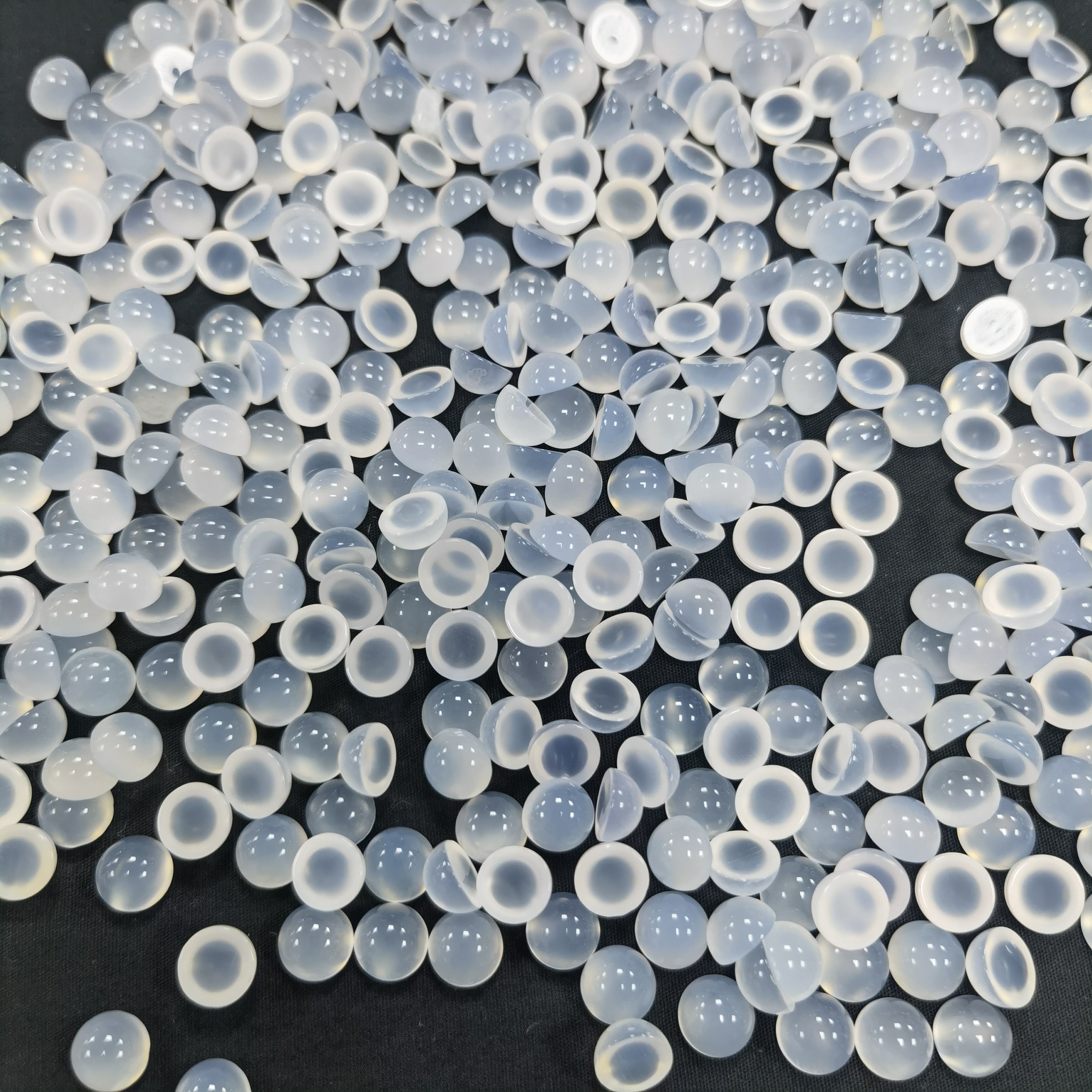 【10颗装】1.5-20mm白玛瑙半圆形裸石镶嵌白玉髓天然蛋面diy裸石