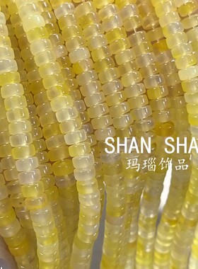 天然黄色玛瑙药片 归圆隔珠 串珠手链项链DIY手工串珠配件多圈
