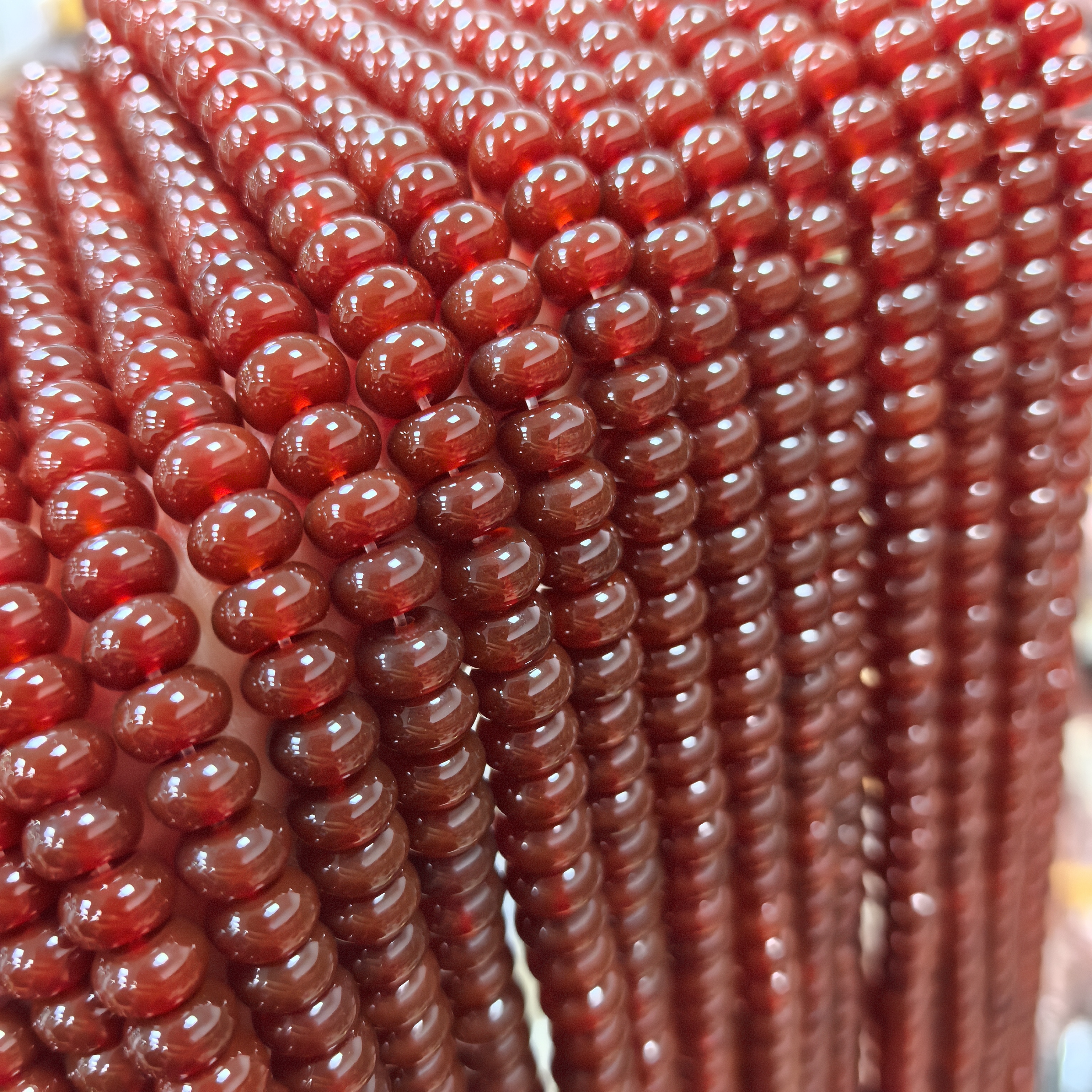 3*6mm天然红玛瑙算盘珠隔片黑白黄红散珠diy项链手链隔珠配珠