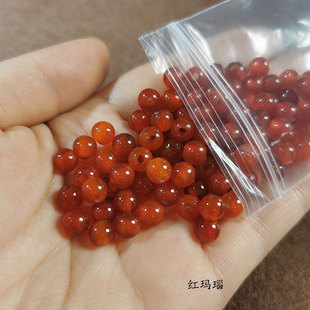 大孔单珠 手链项链隔珠红玛瑙圆珠DIY手工饰品配件原矿红色散珠