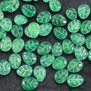 8*10mm绿玛瑙树叶绿玛瑙深浅叶子水果叶子古风发簪diy饰品配件