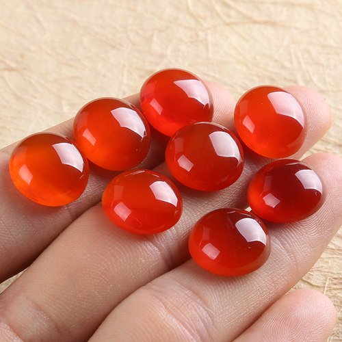 diy红玛瑙镶嵌半圆裸石饰品戒面