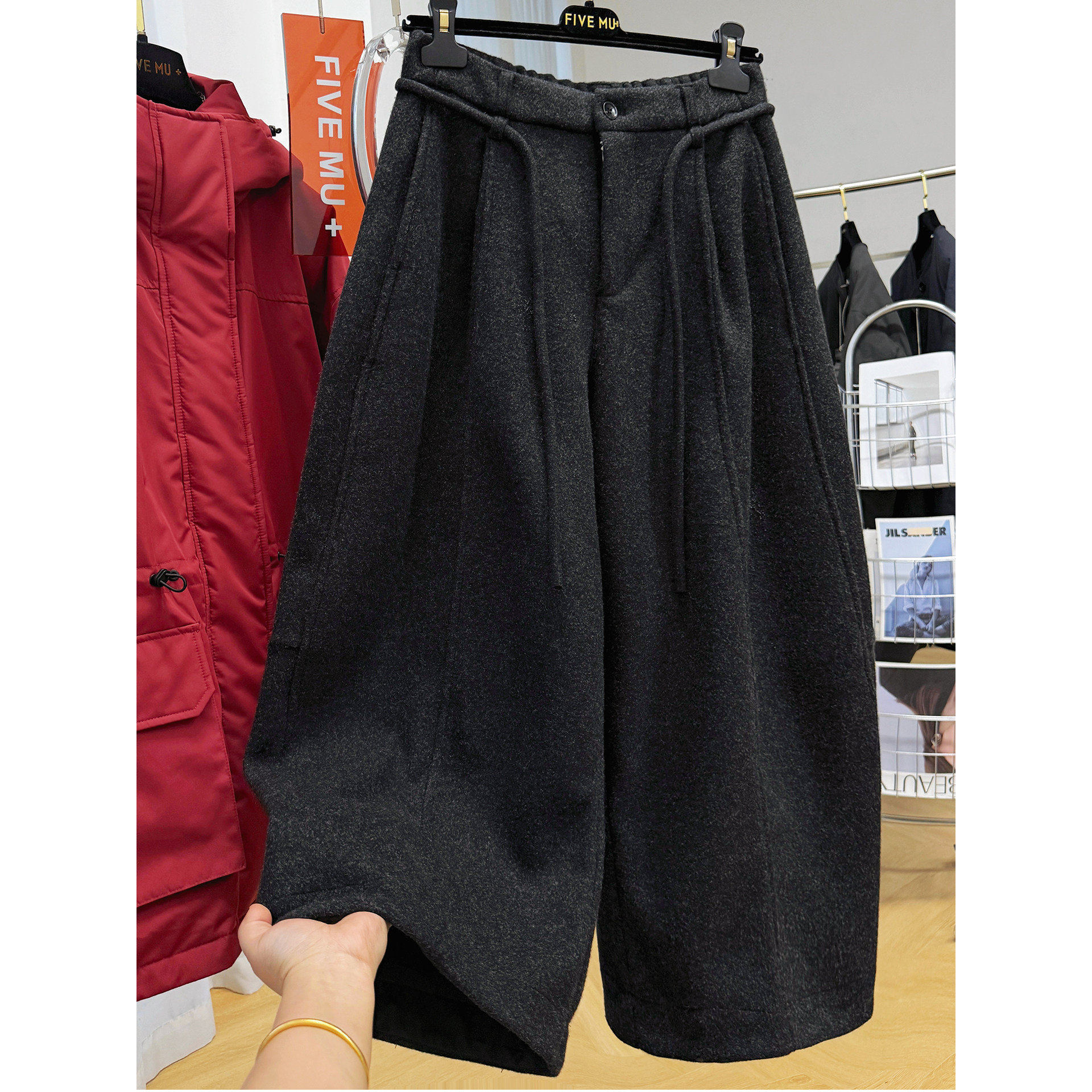 高级感加绒加厚羊绒毛呢休闲裤女冬季后松紧高腰弯刀九分奶奶裤子,女装/女士精品,休闲裤,淘宝优惠券,粉丝福利购,淘宝优惠卷