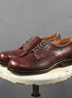 履诚Artistic 军官鞋  手工擦色三接头德比  隆起式复古鞋头