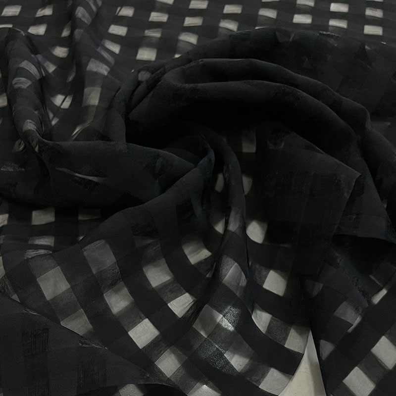 聚酯纤维服装欧美欧根纱格子布料