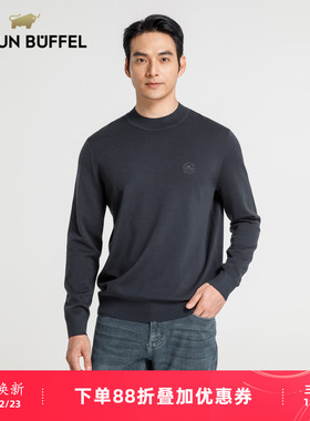 BRAUN BUFFEL/布兰施男士商务休闲长袖圆领羊毛毛衣保暖通勤毛衫