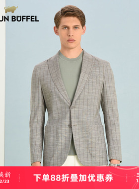 BRAUN BUFFEL/布兰施秋季男装西服外套上衣西装单件棉麻休闲薄款