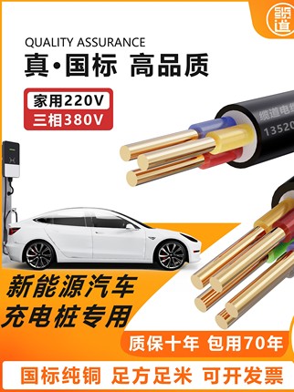 新能源电动汽车纯铜芯3/5芯 4 6 10平方7KW/11KW专用充电桩电缆线